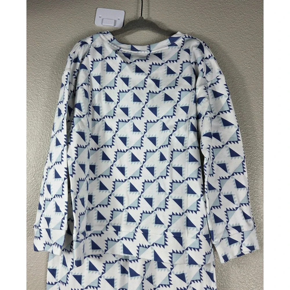 Kate Quinn Blue Picnic Quilt Jogger Set Kids 6Y NWT Organic Cotton